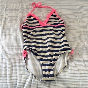 Xhilaration Kids Swim One Piece - Navy and Pink Stripes
